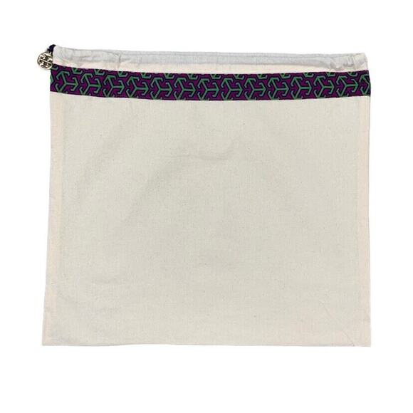 Tory Burch Handbags - Tory Burch Dust Bag 14.5 in x 12 in Canvas Drawstring Strap Geometric Trim Charm
